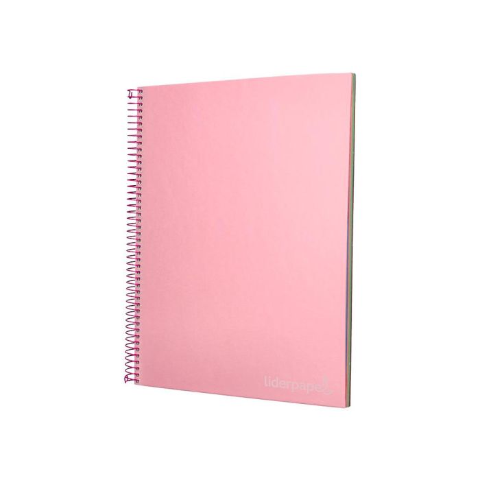 Cuaderno Espiral Liderpapel A4 Micro Jolly Tapa Forrada 140H 75 gr Cuadro 5 mm 5 Bandas 4 Taladros Color Rosa 3