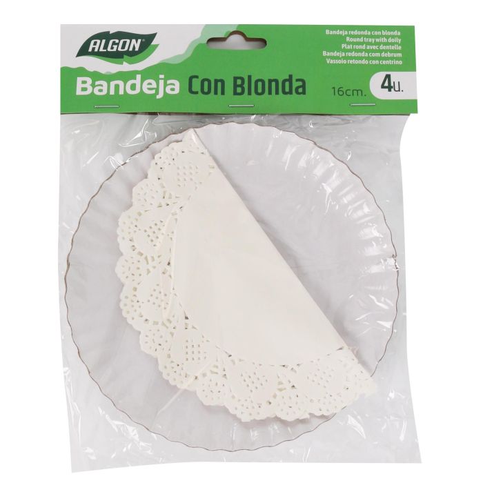 Set de 4 Bandejas Redondas con Blonda 16 cm Algon (48 Cajas) 1 Set de 4 Bandejas Redondas con Blonda 16 cm Algon (48 Cajas) 1