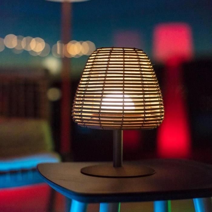 Lámpara de mesa inalámbrica - LUMISKY - BOHEME - H25 cm - Ratán natural - Blanco cálido y LED blanco 2 Lámpara de mesa inalámbrica - LUMISKY - BOHEME - H25 cm - Ratán natural - Blanco cálido y LED blanco 2
