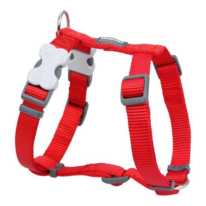 Red Dingo Arnés Petral Liso Perro Nylon Rojo 15mm Cuello 30-48cm Cuerpo 36-54cm con Hebillas Gemelas