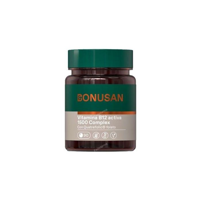 BONUSAN Coenzima B12 Activa 1500 mcg Metilcobalamina Adenosilcobalamina 90 Comprimidos. Disminuye cansancio y fatiga.