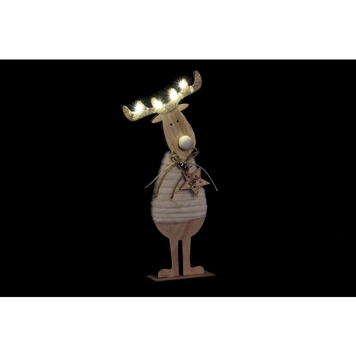 DKD Home Decor Decoración Navidad Tradicional con LED de Madera, Blanco, Rosa, Dorado, 33 cm Alto, Pack 6 Unidades 1