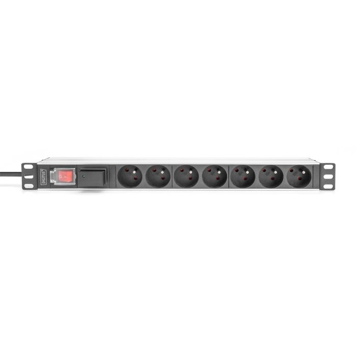 Digitus PDU 1U 7xCEE7/5 Negro Regleta conmutada 7 salidas 230V/16A Montaje en Rack Horizontal Aluminio Plástico 3