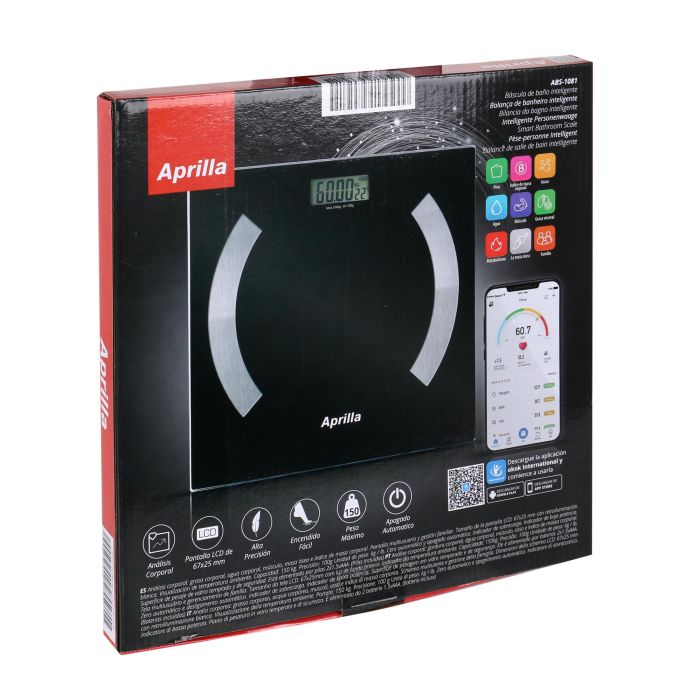Aprilla Báscula de Baño Inteligente 150 kg Azul - 27 x 27 x 4 cm (6 Unidades) 6