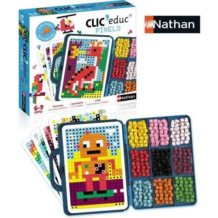 Nathan NAT3262190003125 CLIC EDUC PIXELS - Juego de creación - Reconocimiento de colores e imaginación 1