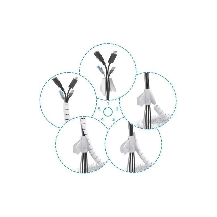 AISENS - ORGANIZADOR DE CABLE EN ESPIRAL 25MM, BLANCO, 2.0M 1