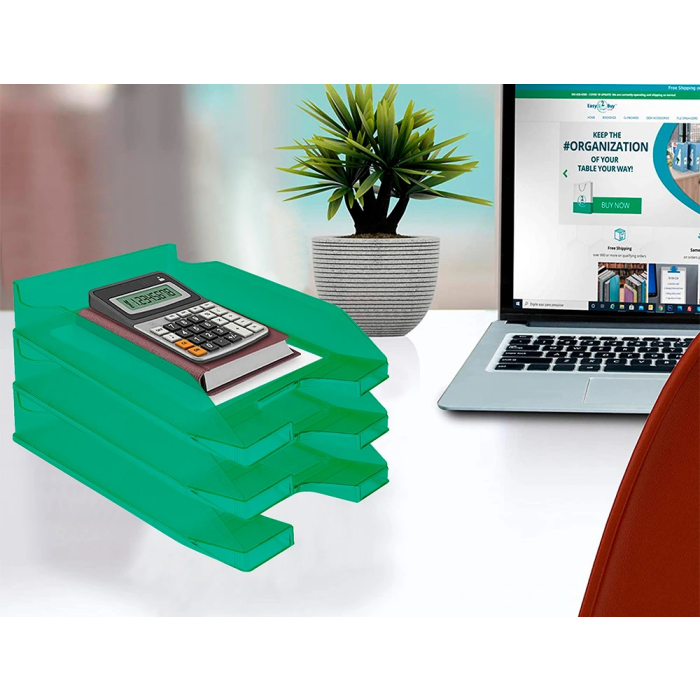 Q-connect Bandeja sobremesa plástico verde transparente 240x70x340 mm 5