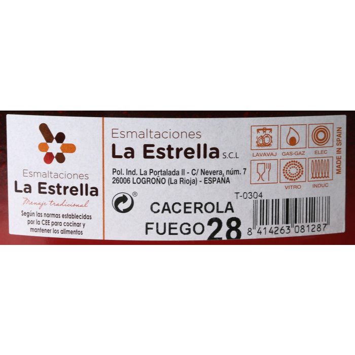 Cacerola Esmaltada con Tapa 28 cm - 6.3L Fuego - La Estrella (6 Unidades) 3 Cacerola Esmaltada con Tapa 28 cm - 6.3L Fuego - La Estrella (6 Unidades) 3