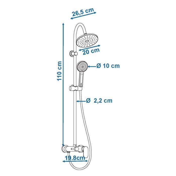 Edouard Rousseau Columna de ducha Dakota Grifo mezclador mecánico Cromada Cabezal Ø 200mm Ducha Mano Ø 100mm Montaje Pared Ahorro Agua 3 Edouard Rousseau Columna de ducha Dakota Grifo mezclador mecánico Cromada Cabezal Ø 200mm Ducha Mano Ø 100mm Montaje Pared Ahorro Agua 3