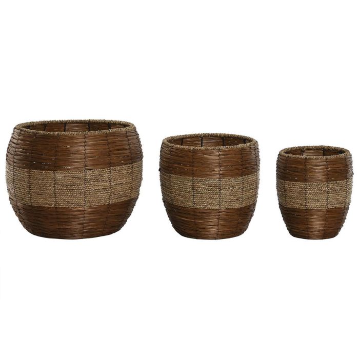 Macetero Tropical DKD Home Decor Natural 33 x 30 x 33 cm Set de 3