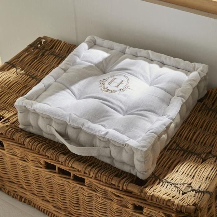 Cojín de suelo - HOY - CHARME - Slub x Chambray x Bordado Berenice - 40 x 40 x 10 cm 2 Cojín de suelo - HOY - CHARME - Slub x Chambray x Bordado Berenice - 40 x 40 x 10 cm 2