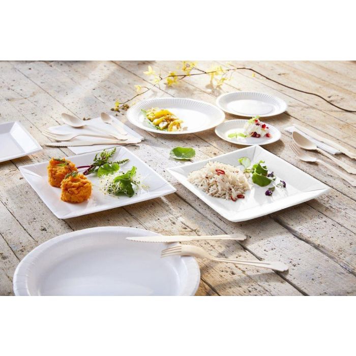 Algon Set de 25 Platos de Cartón Cuadrado con Laca de Soja, 26 cm (15 Unidades) 3