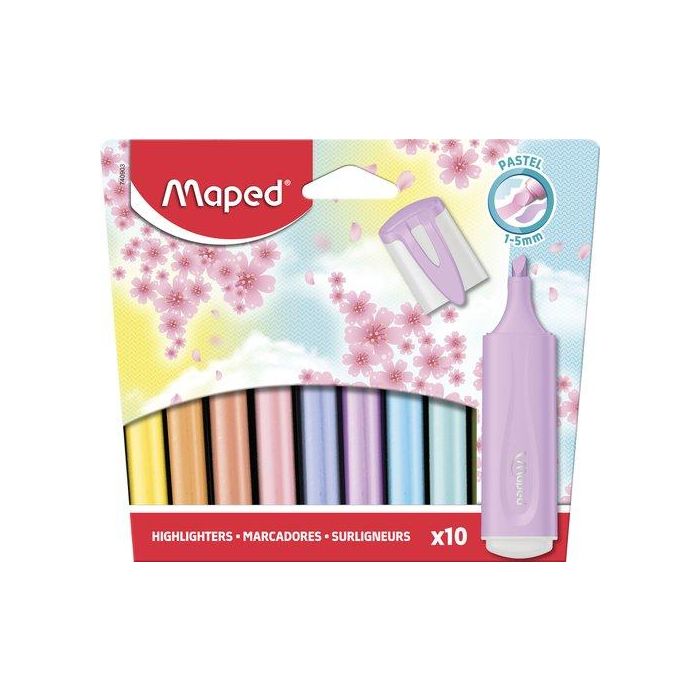 Marcador Fluor Maped Classic Pastel Estuche De 10