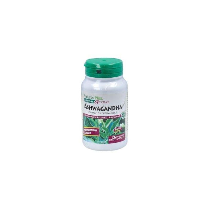 Herbal Actives Ashwagandha Raíz 450mg 60 Cápsulas, Extracto Concentrado, para el Estrés Nervioso, Apto Veganos
