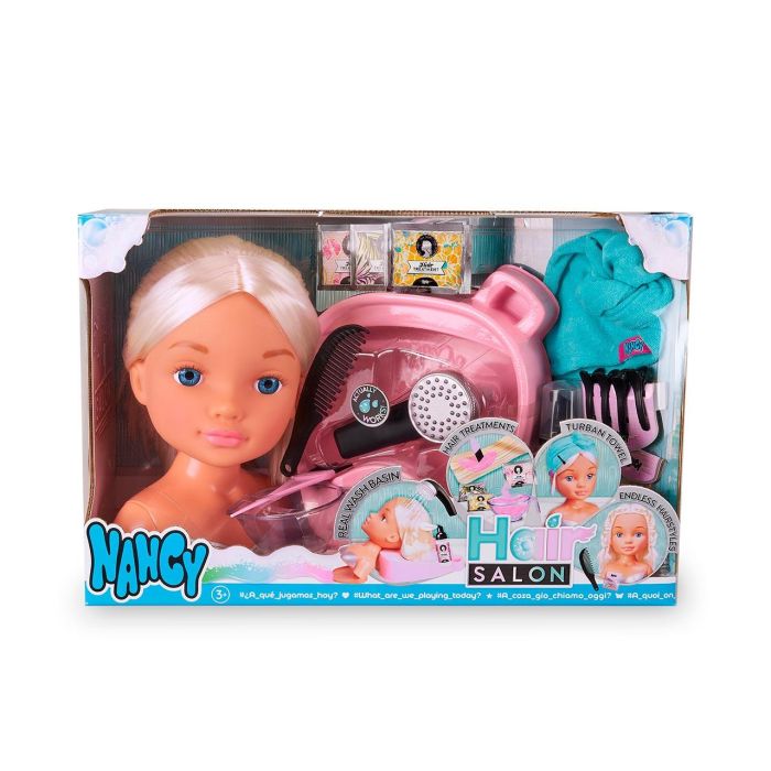 Famosa Nacb3000 Nancy Hair Salon Rubia, Busto para Peinar con Lavacabezas y Accesorios 3