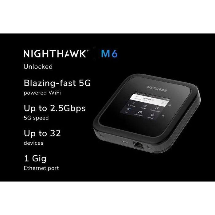 NETGEAR MR6150-100EUS Router WiFi Móvil Nighthawk M6 5G y WiFi 6 Portátil con Pantalla LCD Gigabit Ethernet 1