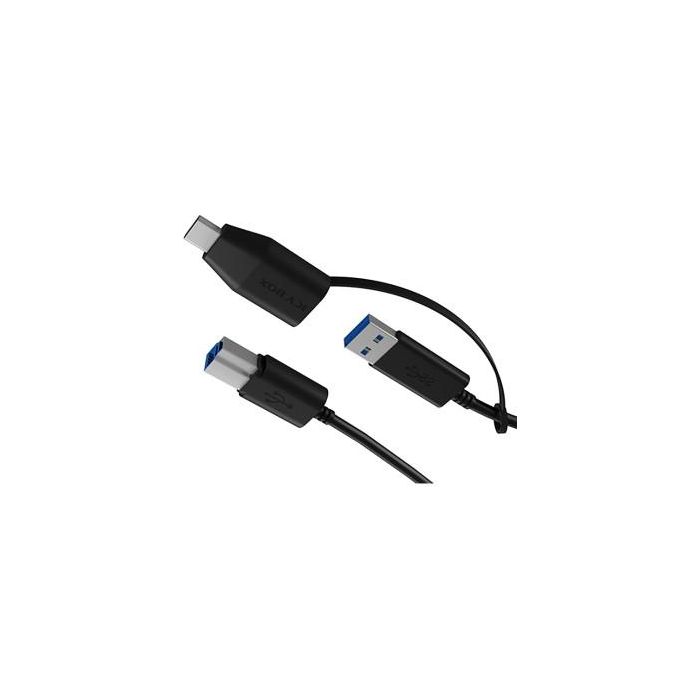 USB-A > USB-B (ST-ST) 1m + USB-A > USB-C (BU-ST) Adapter ICY BOX Black 1