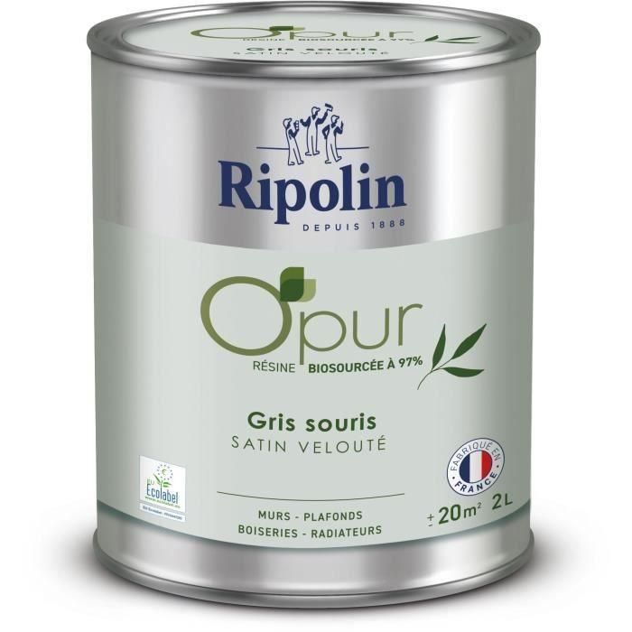 Ripolin 472827 Pintura O'PUR para paredes, carpintería y radiadores Gris ratón Terciopelo satinado 2 L Ripolin 472827 Pintura O'PUR para paredes, carpintería y radiadores Gris ratón Terciopelo satinado 2 L