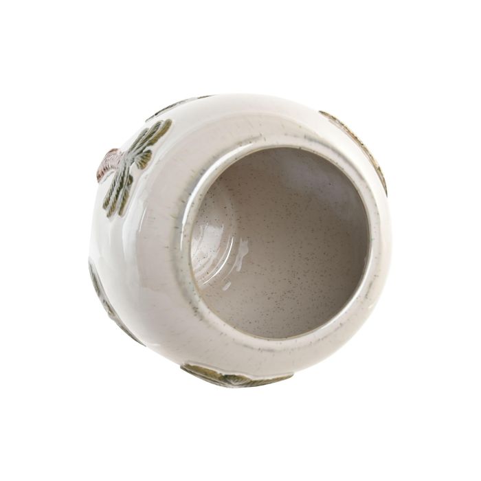 Jarron Tropical DKD Home Decor Blanco Marron 21 x 29 x 21 cm (2 Unidades) 2