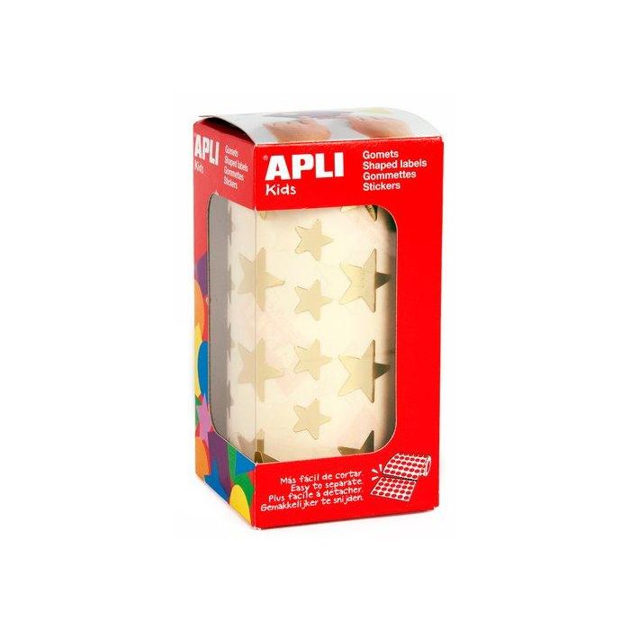 Apli Gomets Estrella 12,5 mm Y 19,5 mm Rollo Oro Metalizado Adhesivo Permanente 2.360 Unidades