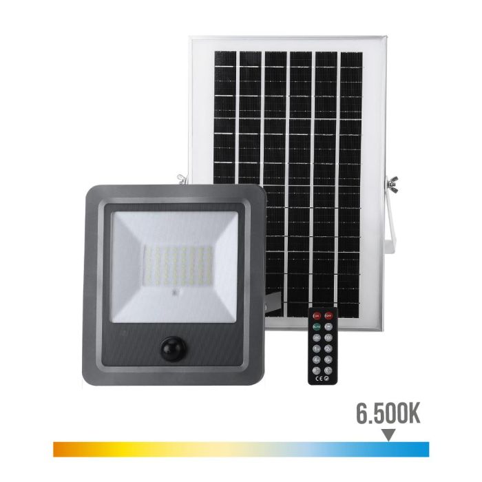 Foco proyector solar con sensor 100 W 1.200lm 6.500k