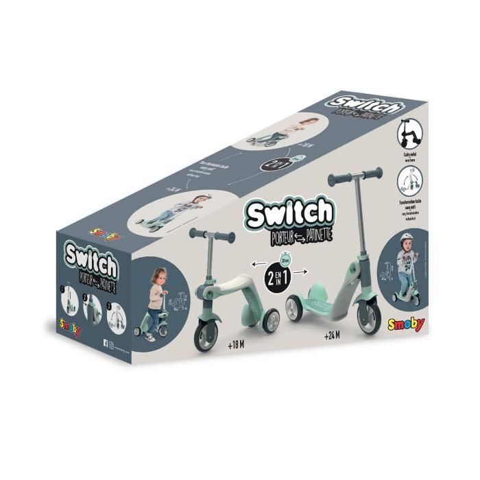 Smoby - Reversible 2 en 1 - Patinte draisiano transformable en un patín - 3 ruedas 1 Smoby - Reversible 2 en 1 - Patinte draisiano transformable en un patín - 3 ruedas 1