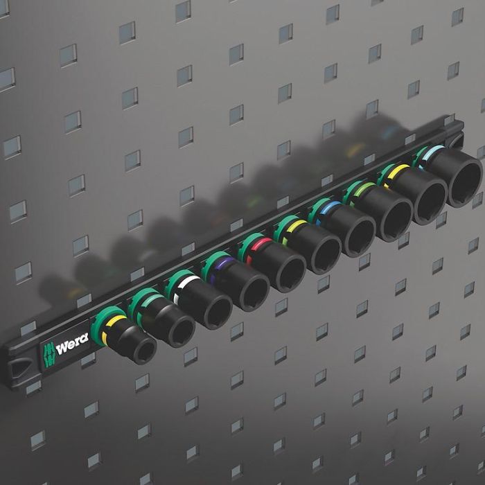 Wera 9607 Nuss-Magnetleiste B Impaktor 1 - Juego de Llaves de Impacto 10 Piezas, Métrico 3/8", 10-24 mm, Multicolor 3