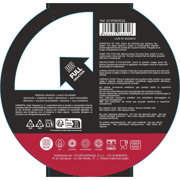 Sartén Quttin 22 cm aluminio forjado inducción full spiral (4 Unidades) 2 Sartén Quttin 22 cm aluminio forjado inducción full spiral (4 Unidades) 2