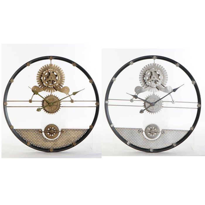 Reloj Pared Loft DKD Home Decor Dorado Plateado 5 x 60 x 60 cm (2 Unidades) Reloj Pared Loft DKD Home Decor Dorado Plateado 5 x 60 x 60 cm (2 Unidades)
