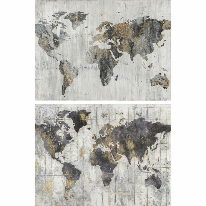 Cuadro DKD Home Decor 120 x 4 x 90 cm Loft Mapamundi (2 Unidades) Cuadro DKD Home Decor 120 x 4 x 90 cm Loft Mapamundi (2 Unidades)