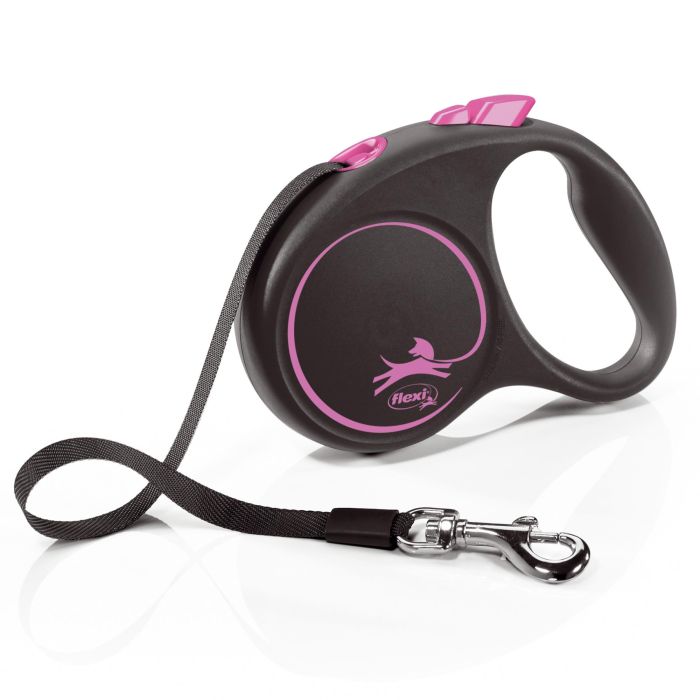 Flexi Correa Black Design S Cinta 5M Rosa Carcasa Negra 2 Flexi Correa Black Design S Cinta 5M Rosa Carcasa Negra 2