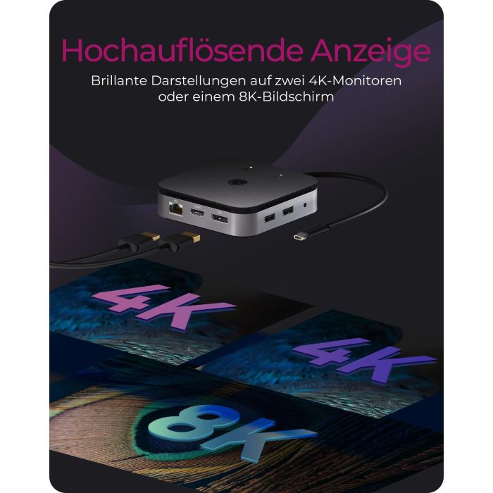 ICY BOX IB-DK408-C41 DockingStation USB4/Thunderbolt 4 7-en-1 con Power Delivery 60W para PC/Mac 1