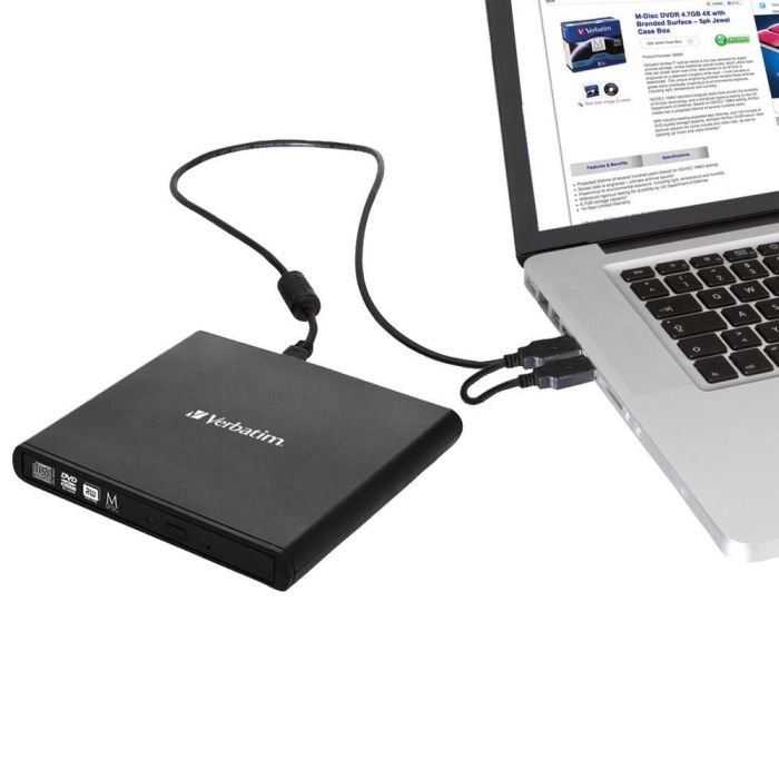 Verbatim Grabadora Y Lector Externo De Cd-Dvd Slimline , Compatible Con La Tecnología De Archivado Mdisc , Alimentación A Través Del Puerto Usb 2.0 3 Verbatim Grabadora Y Lector Externo De Cd-Dvd Slimline , Compatible Con La Tecnología De Archivado Mdisc , Alimentación A Través Del Puerto Usb 2.0 3