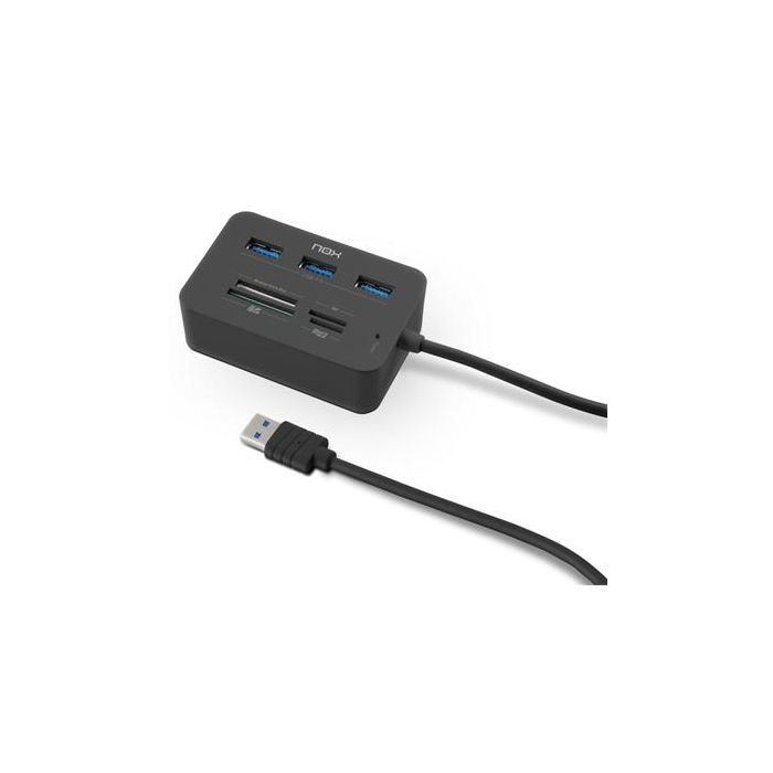 Hub Nox Con Lector De Tarjetas 3Xusb 3.0 Color Negro Hub Nox Con Lector De Tarjetas 3Xusb 3.0 Color Negro
