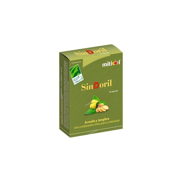 CIEN POR CIEN NATURAL Sindoril 30 Cápsulas con Mitidol, Acmella y Jengibre para la respuesta inflamatoria