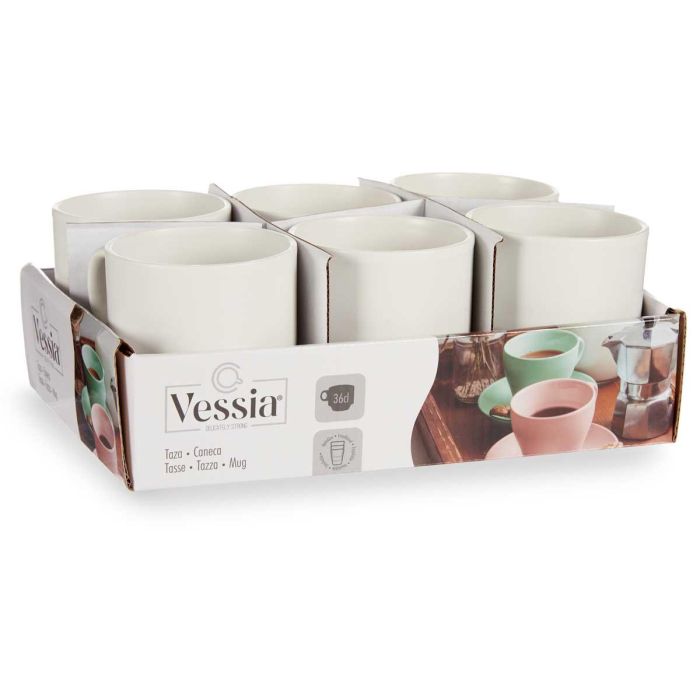 Taza Desayuno Porcelana Apilable Blanco 36Cl Vessia 8X10CM (24 Unidades) 2 Taza Desayuno Porcelana Apilable Blanco 36Cl Vessia 8X10CM (24 Unidades) 2