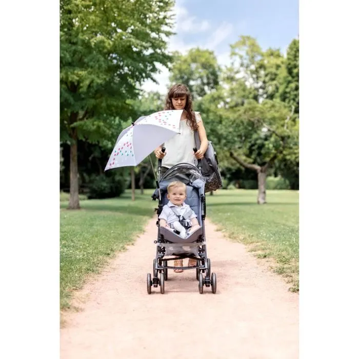 Badabulle Paraguas Universal Gris con Protección UV 50+, Diámetro 80 cm, Doble Flexión, Desmontable 3 Badabulle Paraguas Universal Gris con Protección UV 50+, Diámetro 80 cm, Doble Flexión, Desmontable 3