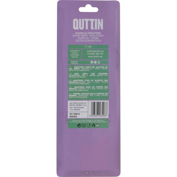 Set de 6 cuchillos para bistec Sierra 11 de Quttin (12 Cajas) 3 Set de 6 cuchillos para bistec Sierra 11 de Quttin (12 Cajas) 3
