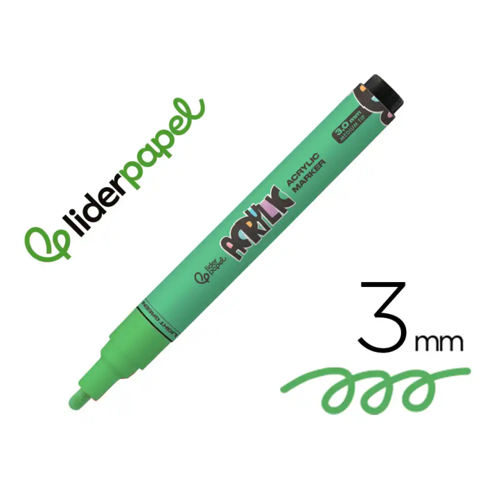 Liderpapel Rotulador Acrylic Base Agua Todo Tipo de Superficie Punta Redonda 3 mm Verde Claro 0 Liderpapel Rotulador Acrylic Base Agua Todo Tipo de Superficie Punta Redonda 3 mm Verde Claro 0