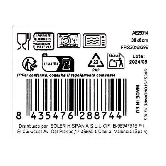 La Mediterranea Fuente Rectangular Aelia Elite Brillo 30 x 8 cm (24 Unidades) 3