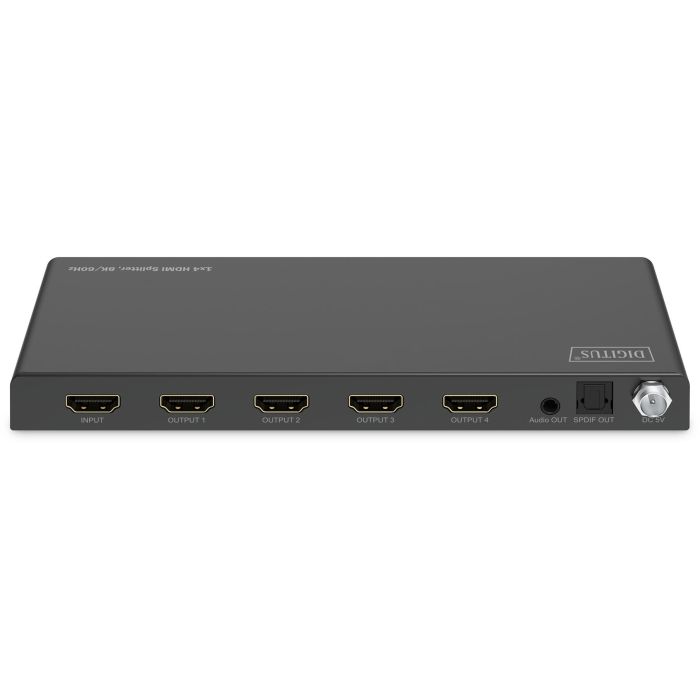 Digitus Splitter HDMI 1x4 8K/60Hz Toslink, Stereo, EDID Contr. Metal Negro 7680 x 4320 px 2