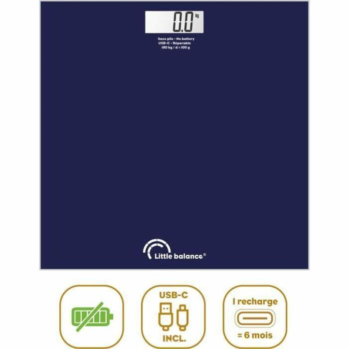 Little Balance SB3 Báscula de Baño USB-C Azul Medianoche Little Balance SB3 Báscula de Baño USB-C Azul Medianoche