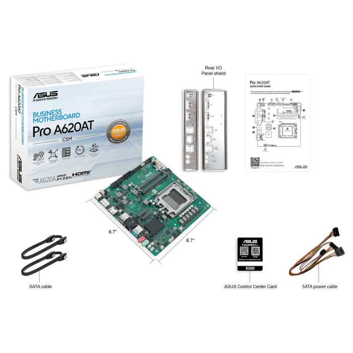 ASUS A620AT-CSM Placa Base para PC Mini ITX con Socket AM5 para Procesadores AMD Ryzen Serie 7000/8000/9000 y Memoria DDR5-SDRAM 8