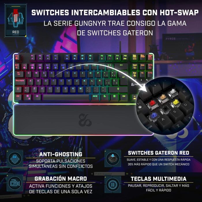 Teclado Newskill NS-KB-GUNGNYR-GAT-RE Qwerty Español QWERTY Negro 6