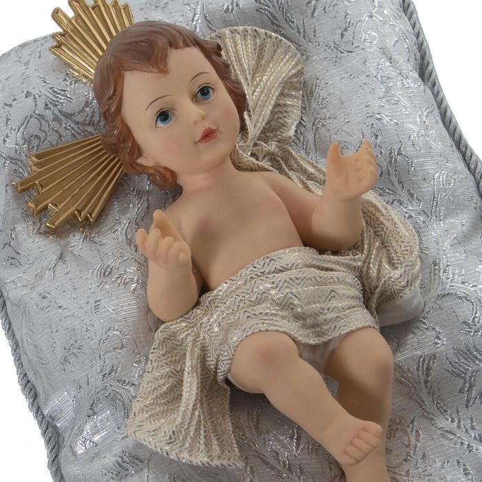 Figura Decorativa Alexandra House Living Plateado Plástico 12 x 15 x 23 cm Cojín Niño Jesús 3