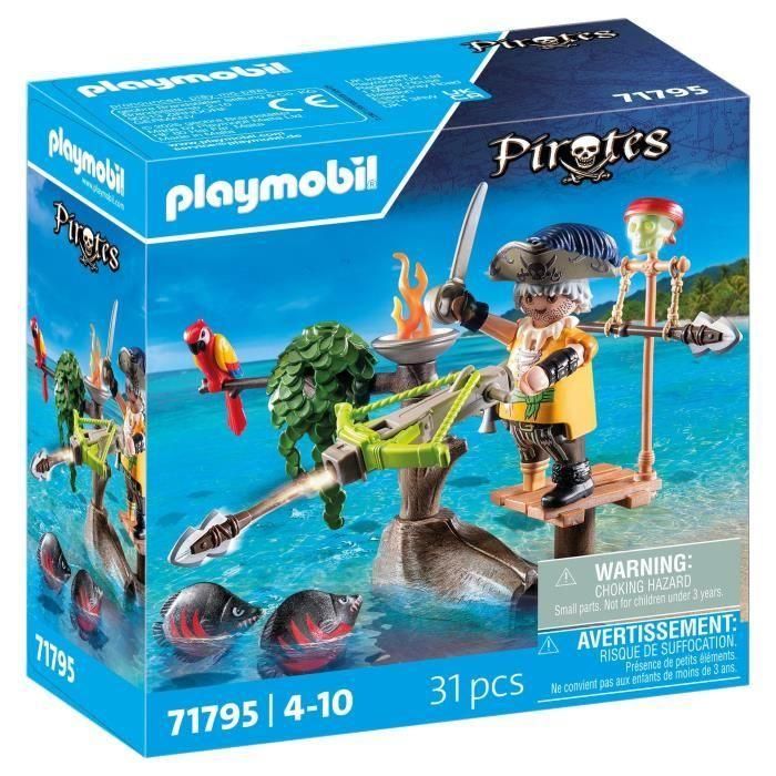 PLAYMOBIL 71795 Pirata con ballesta y pez para apuntar, 31 piezas, a partir de 4 años