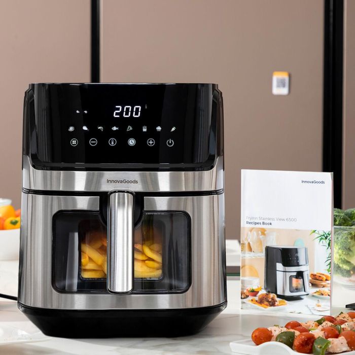 Freidora de Aire InnovaGoods Fryinn View 6500 Negro 1700 W 6,5 L Acero Inoxidable 11 Freidora de Aire InnovaGoods Fryinn View 6500 Negro 1700 W 6,5 L Acero Inoxidable 11