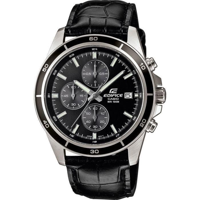 Casio Edifice Reloj de Cuero Genuino Negro