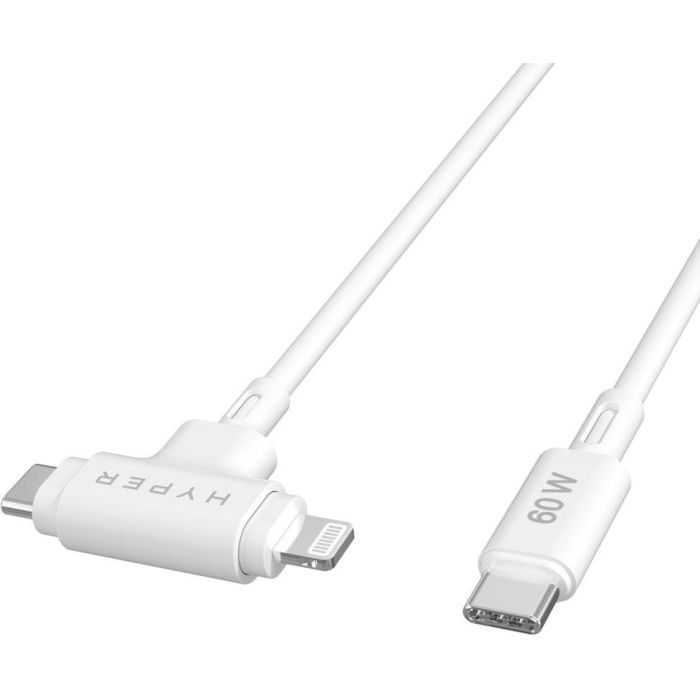 HYPER HyperJuice Cable USB C a USB C/Lightning USB 2.0 1.5m Blanco 4