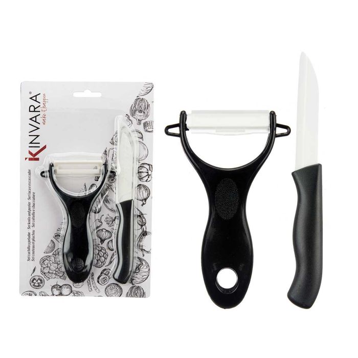 Set Pelador y Cuchillo de Plástico Negro Kinvara - 14x23x2 cm (24 Unidades) Set Pelador y Cuchillo de Plástico Negro Kinvara - 14x23x2 cm (24 Unidades)